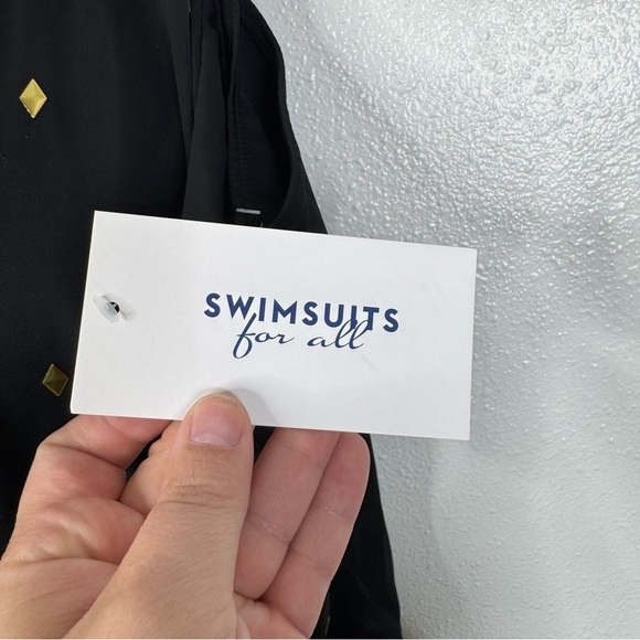 Swimsuits for All NWT Black Gold Studded One Piece Swimsuit Size 30 - Picture 4 of 7